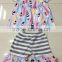 2016 wholesale baby clothing pretty colorful feather icing clothing short set soft materail new style girls summer outfits