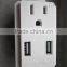 120VAC 60HZ Dual USB charger with 15A tamper resistant receptacle ETL approval output 2.1A