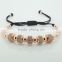 High Quality White Zircon CZ Jewelry Bracelet Handmade 24k Copper Bead Briading Macrame Bracelets Wholesale