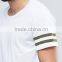 Longline T shirt with Arm printing Stripes Men Curved Hem Tee shirt