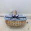 Wholesale rural rattan wicker wine basket with cloth liner
