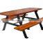 Arlau outdoor park wooden 2 seat bench with table