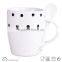 New design dot cheap ceramic mug with spoon