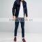 2017 Custom Best Price High Quality Velour Panels 66% Cotton 31% Polyester 3% Elastane Navy Casual Men's Jacket