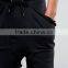 High Quality New Design Custom Raw Hem Drawstring Waist 100% Cotton Breathable Black Men's Sweat Big Side Pockets Fashion Shorts