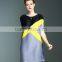 Three colors matching polyester pleated dress for fat ladies