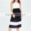 Fashion Pleated Colorblock Midi Skirt/wide Simple Design Skirts 2015