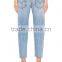 2017 Custom Latest Design Women Fashion Denim Wholesale High Rise Ladies Ripped Jeans
