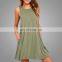 Simple Design Loose Fit Summer Vest Army Green Sexy Sundress For Woman