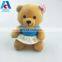 Lovely 15cm fat plush bear toys with dress for girl print logo for promotion