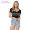 Hot Sale black o neck Fitted Bamboo short sleeves soft tshirt high quality tshirt woman