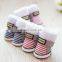 4pcs Pet dog cat shoes Winter Snow thickened Stripe brushed shoes antiskid