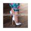 Flower Print High Heel Design Synthetic PU Material Buckle Summer New Women Roman Thick Heel Sandals Large Size Women Shoes