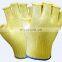 7 Gauge Yellow Aramid Fibre Knitted Cut Resistant Gloves Smaller MOQ