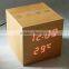 LED Wood Desk Clock With Touch Function and Temperature Show