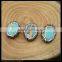 Wholesale LFD-0037B Druzy Blue Imperial Jasper Stone Pave Rhinestone Oval Shape Connector Beads Jewelry Finding