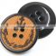 Sedex Audited Factory 2 Pillar Laser Engraved Anchor Logo Resin horn button, polyester horn button