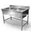 45x40 rectangle dowble bowls 1.2M separated assembled stainless steel commercial sink cabinet with backsplash