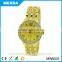 lady luxury crystal design wrist gold metal watch