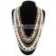 Europe And American Multilayer Crystal Pearl Beads Chain Clavicle Long Necklace
