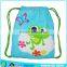 Factory supply cartoon frog printing towel cloth lovely drawstring style kids beach towel bag