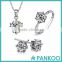Fashion Women Jewelry Set sterling Silver 925 CZ Diamond Necklace Earrings Ring
