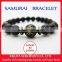 Naoe Kanetsugu samurai bracelet, black onyx 10 mm and Red tiger-eye beads