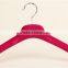 Manufacture HIGH QUALITY NON SLIP hot stamp brand custom red velvet flocked hangers with logo