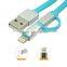 2015 hot sale colorful flat aluminium 2 in 1 usb 3.0 charging charger data cable