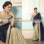 Pink Chiffon On Lycra Net Saree