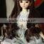 Heat resistant dark auburn deep curly 1/4 bjd doll wigs