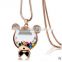 Korea new popular crystal smart cartoon bear gold fish necklace