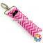 Cotton Light Pink Chevron Lipstick Holder Cheap Customized Key Chain