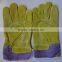 Yellow cow split leather safety working gloves