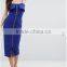 Guangzhou Clothing OEM blue semi formal Midi Bodycon Zip Front Dresses