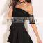 grid mesh design sexy women rompers off shoulder summer playsuit jumpsuit
