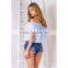 Guangzhou clothing off shoulder ruffle women top latest design sex top
