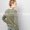 Plain Women Distressed Sweatshirt Olive Green Ripped Long Sleeve Sweater Oversized Blank Pullover