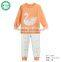 Eco Friendly Orange Full Sleeve Combed Cotton Children Clothing Set for Spring And Winter