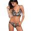 M1156 Runwaylover 2016 Ladies V-neck Stripe Split Swimsuit Bikini