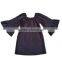 Fashion custom infant/toddler t-shirts plain solid black t-shirts wholesale boutique cotton kids t-shirt