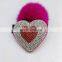 Genuine rabbit fur ball handmade fur bobble pendant with heart boutique