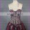 CE814 Exquisite Strapless Sexy Floor Length Dark Red Tulle Evening Gowns Dresses