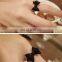Ancient black rhinestone ring bowknot adjustable ring office lady style ring