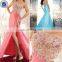 sexy split one shoulder floor length satin beaded formal evening dress