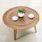 Modern walnut low round wood tea table