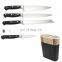 ABS handle 5pcs stainless steel chef knife set with wooden block
