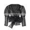 TWOTWINSTYLE Perspective Crop Tops Female Lapel Long Sleeve Bandage Womens Shirts Blouse Korean