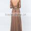 Elegant Sheer Neck Low Back Beaded Bodice Long Sleeve Evening Dress Chiffon