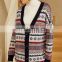 Women Plus Size V Neck Jacquard Cashmere Wool Cardigan Printed Sweater